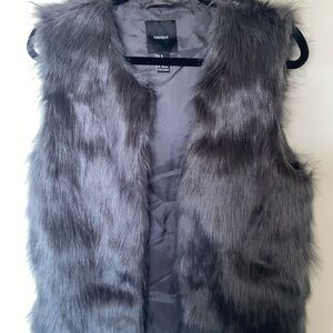 Gray Faux Fur Vest